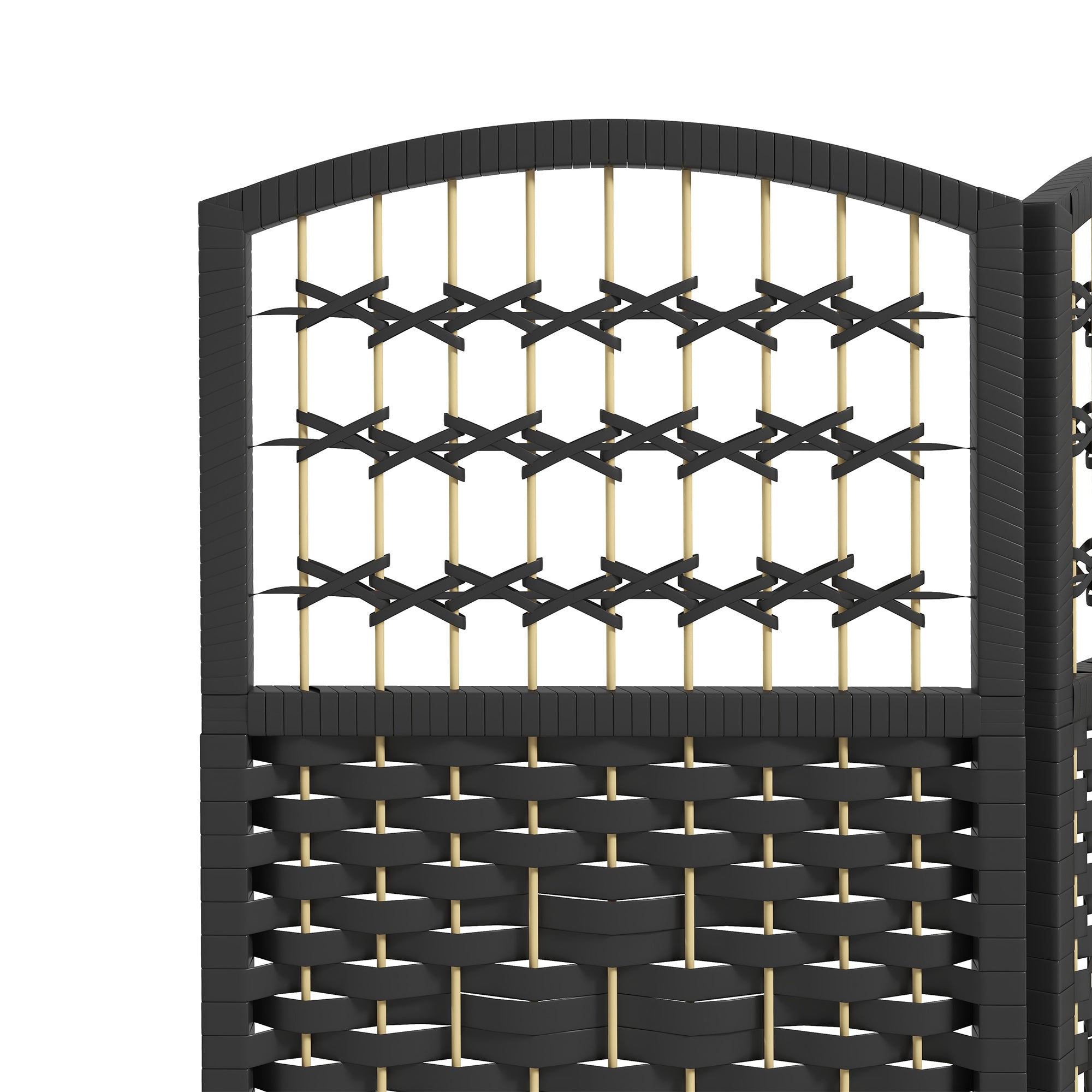 3 Panel Folding Room Divider, Portable Privacy Screen, Wave Fiber Room Partition for Home Office, Black