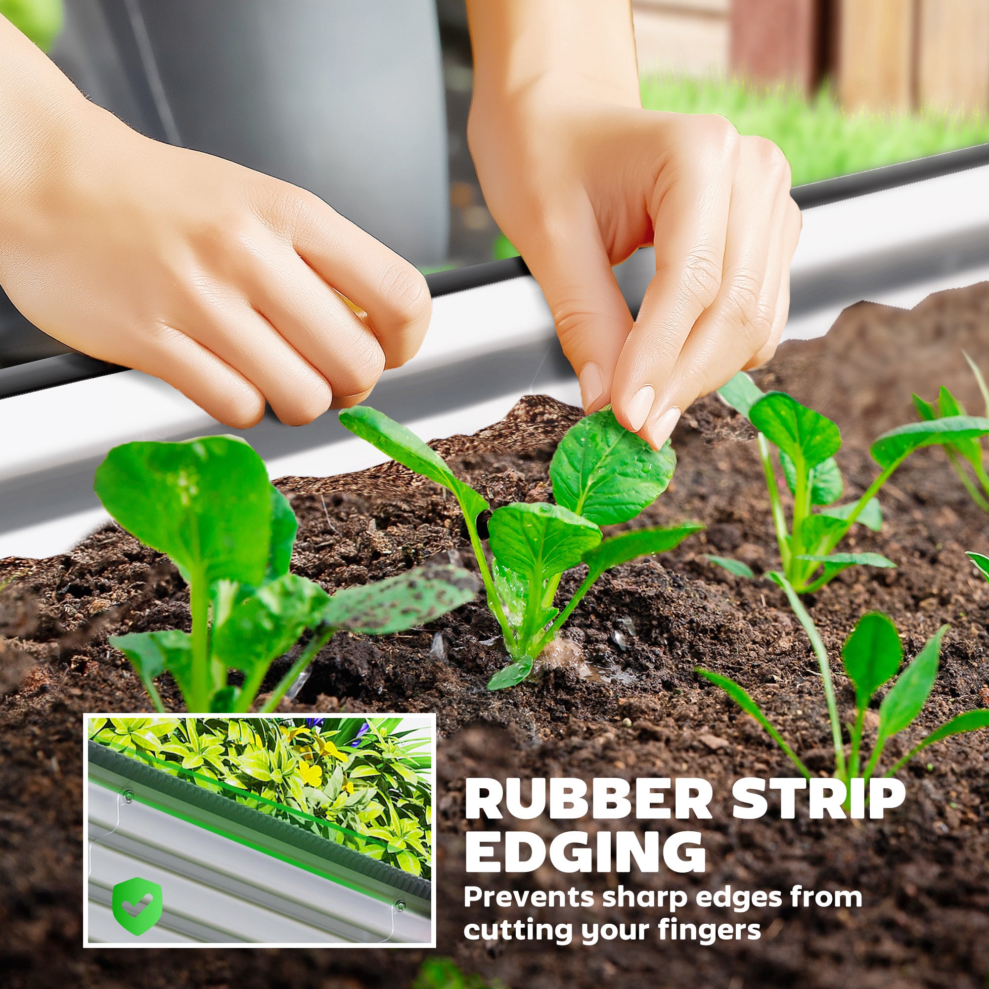 2Pcs Galvanized Raised Garden Bed, 5 x 3 x 1 ft Modular Metal Garden Beds with Rubber Strip Edging, Silver