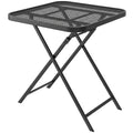 27.5" Square Outdoor Patio Table, Outdoor Folding Table with Grid Rattan-Like Top for Camping, Picnic, Black