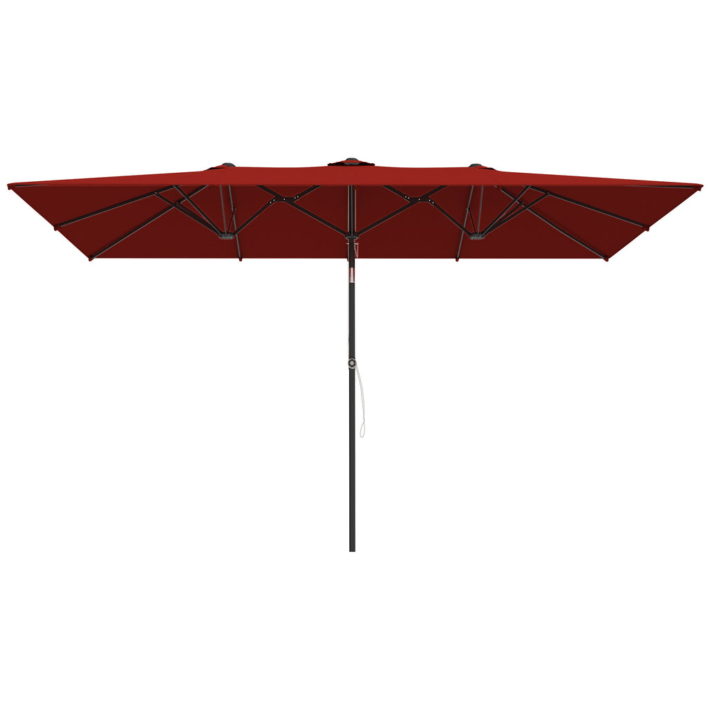 Double-Sided Patio Umbrella Parasol with Tilt, Adjustable Height, Vents and 12 Ribs, for Garden, Deck, Pool, Wine Red