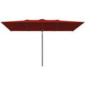 Double-Sided Patio Umbrella Parasol with Tilt, Adjustable Height, Vents and 12 Ribs, for Garden, Deck, Pool, Wine Red