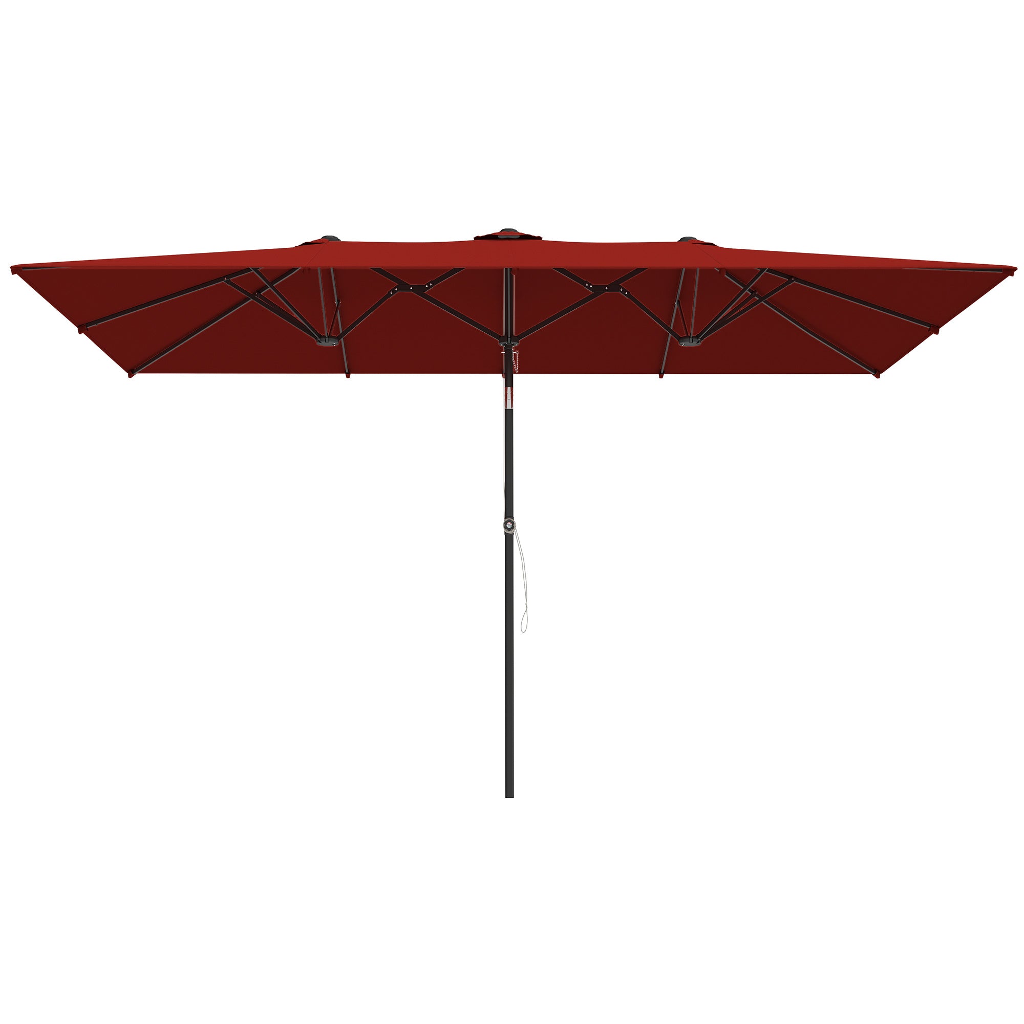 Double-Sided Patio Umbrella Parasol with Tilt, Adjustable Height, Vents and 12 Ribs, for Garden, Deck, Pool, Wine Red
