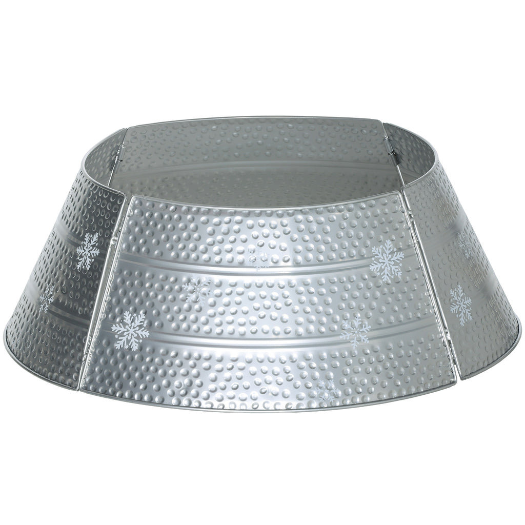 26" Christmas Tree Base Cover, Christmas Tree Collar with Hollow Snowflake Pattern for Holiday, Party, Silver