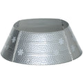 26" Christmas Tree Base Cover, Christmas Tree Collar with Hollow Snowflake Pattern for Holiday, Party, Silver