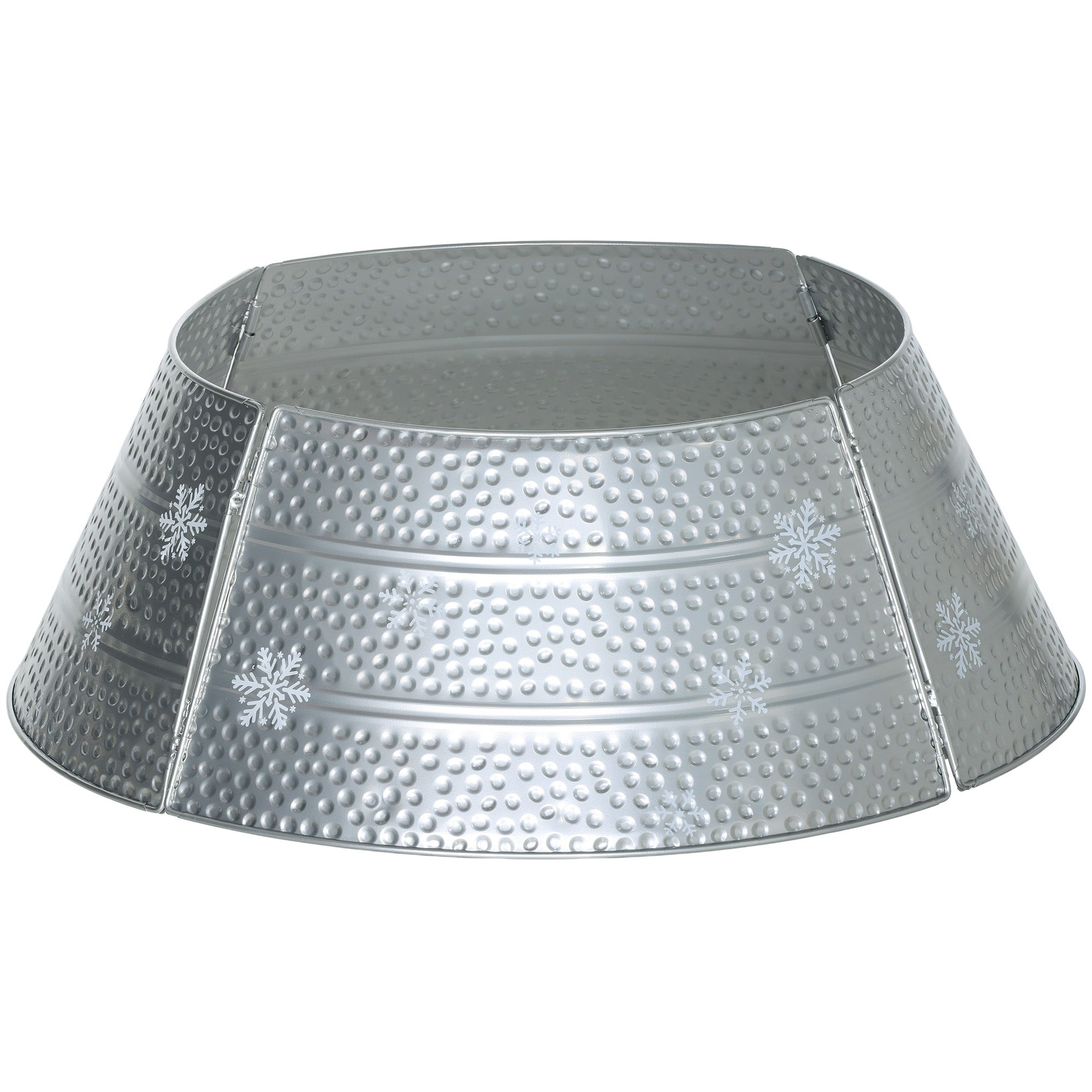 26" Christmas Tree Base Cover, Christmas Tree Collar with Hollow Snowflake Pattern for Holiday, Party, Silver