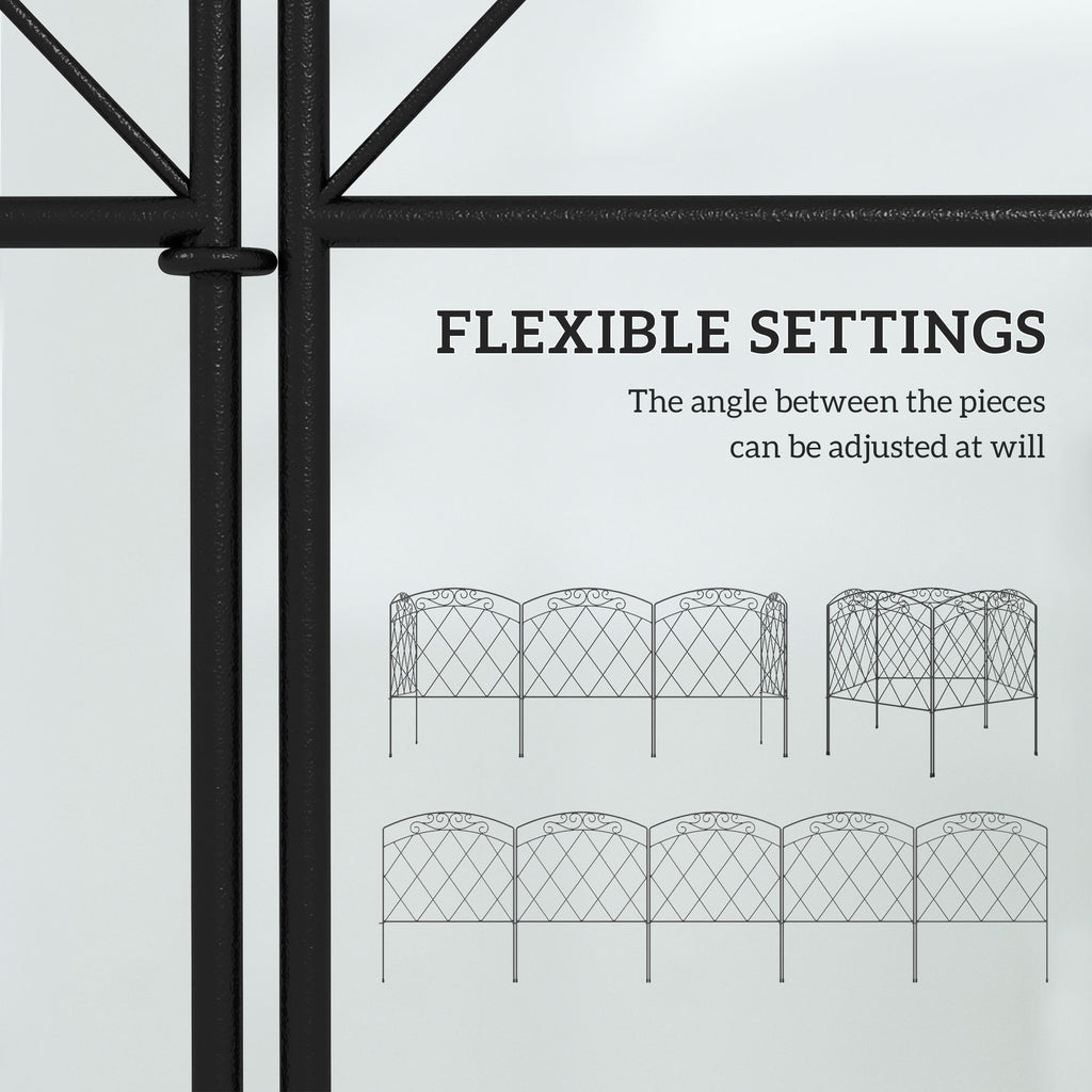5 Pack Garden Fencing for Yard, Decorative Fence Panels as Flower Edging, Swirls Black