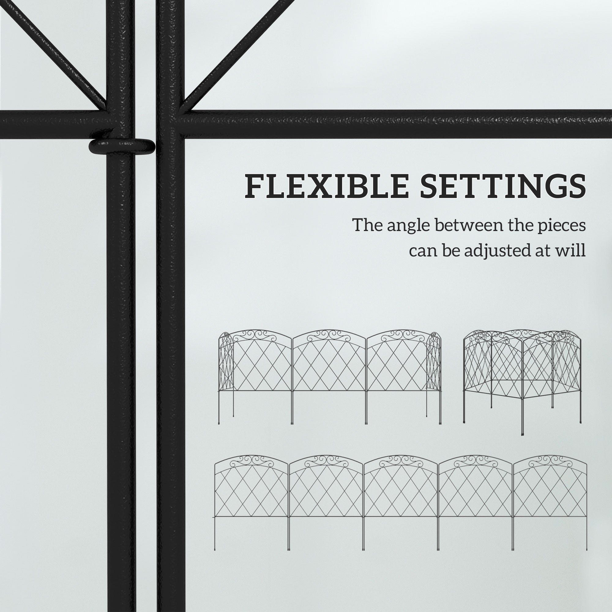 5 Pack Garden Fencing for Yard, Decorative Fence Panels as Flower Edging, Swirls Black