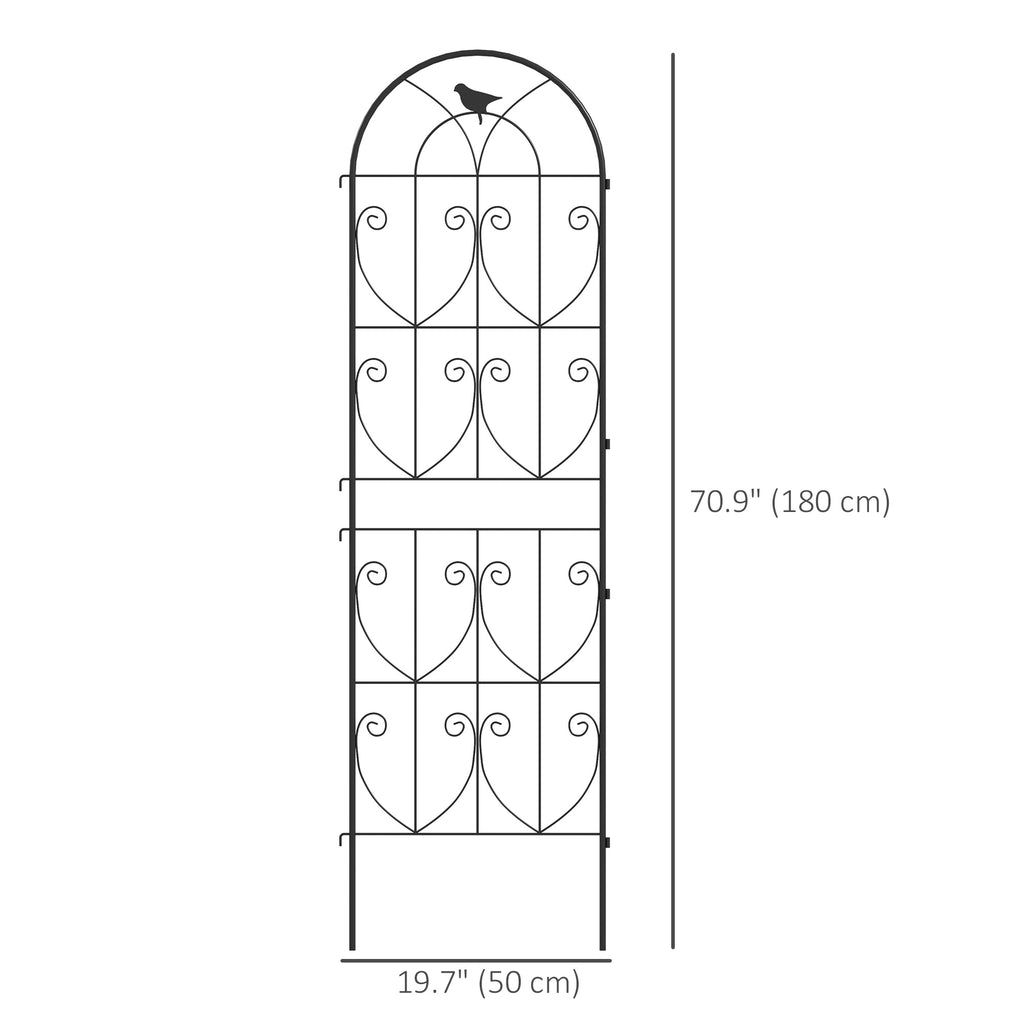 Set of 2 Metal Garden Trellis, Decorative Trellis Panels, Bird Design, 180 x 50 cm, Black
