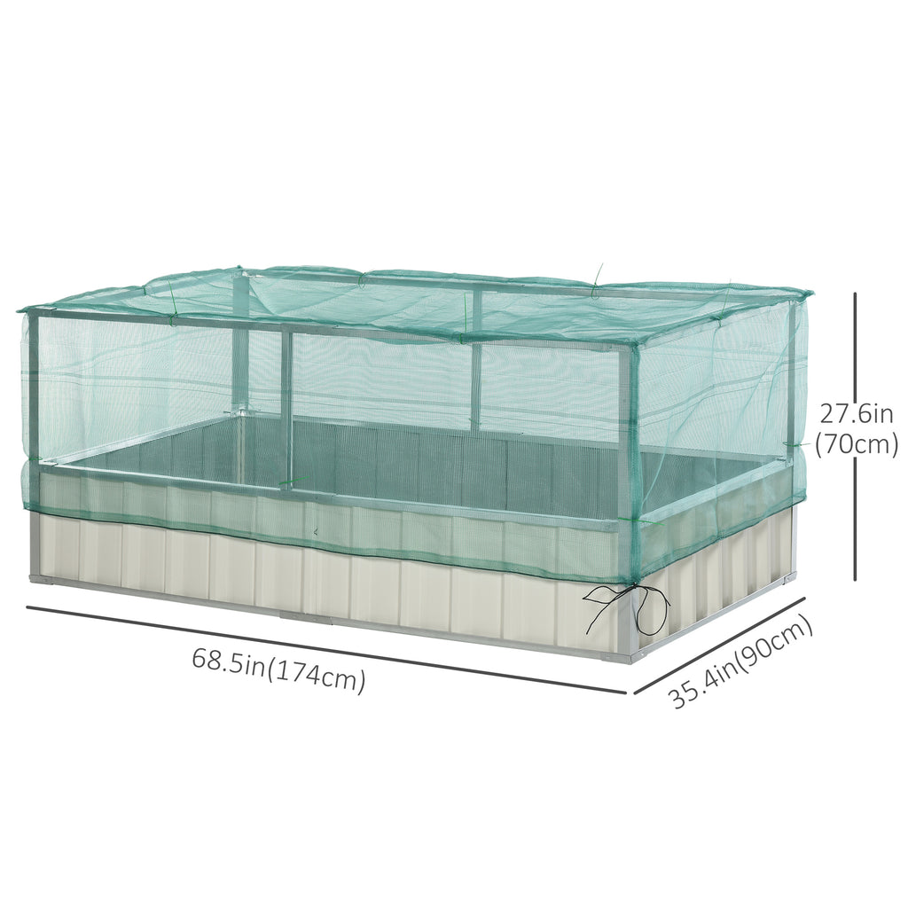 Raised Garden Bed, 5.7 x 3 x 2.3ft Steel Planter Box Outdoor with Cover, Gloves for Growing Vegetables, Flowers, Herbs, Green