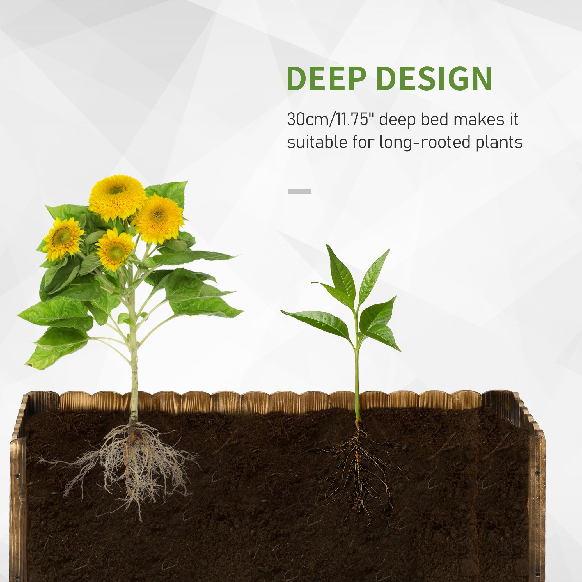 40" x 16" x 12"  Wooden Raised Garden Bed, Raised Planter Box, Planter Raised Bed with Drainage Holes, Natural