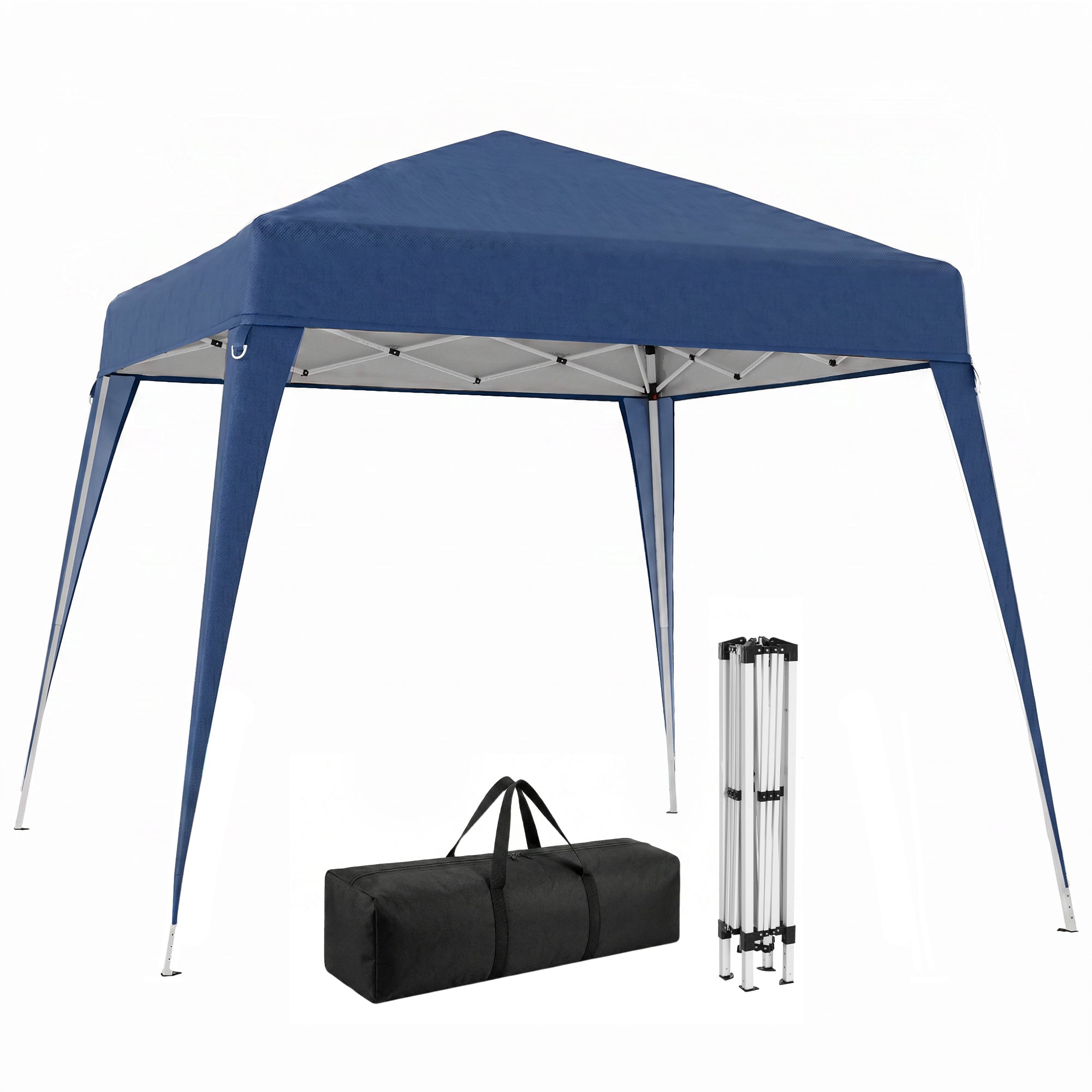 8' x 8' Pop Up Canopy, Outdoor Folding Tent, Portable Party Tent with Carrying Bag for Camping, Party, Picnic, Blue