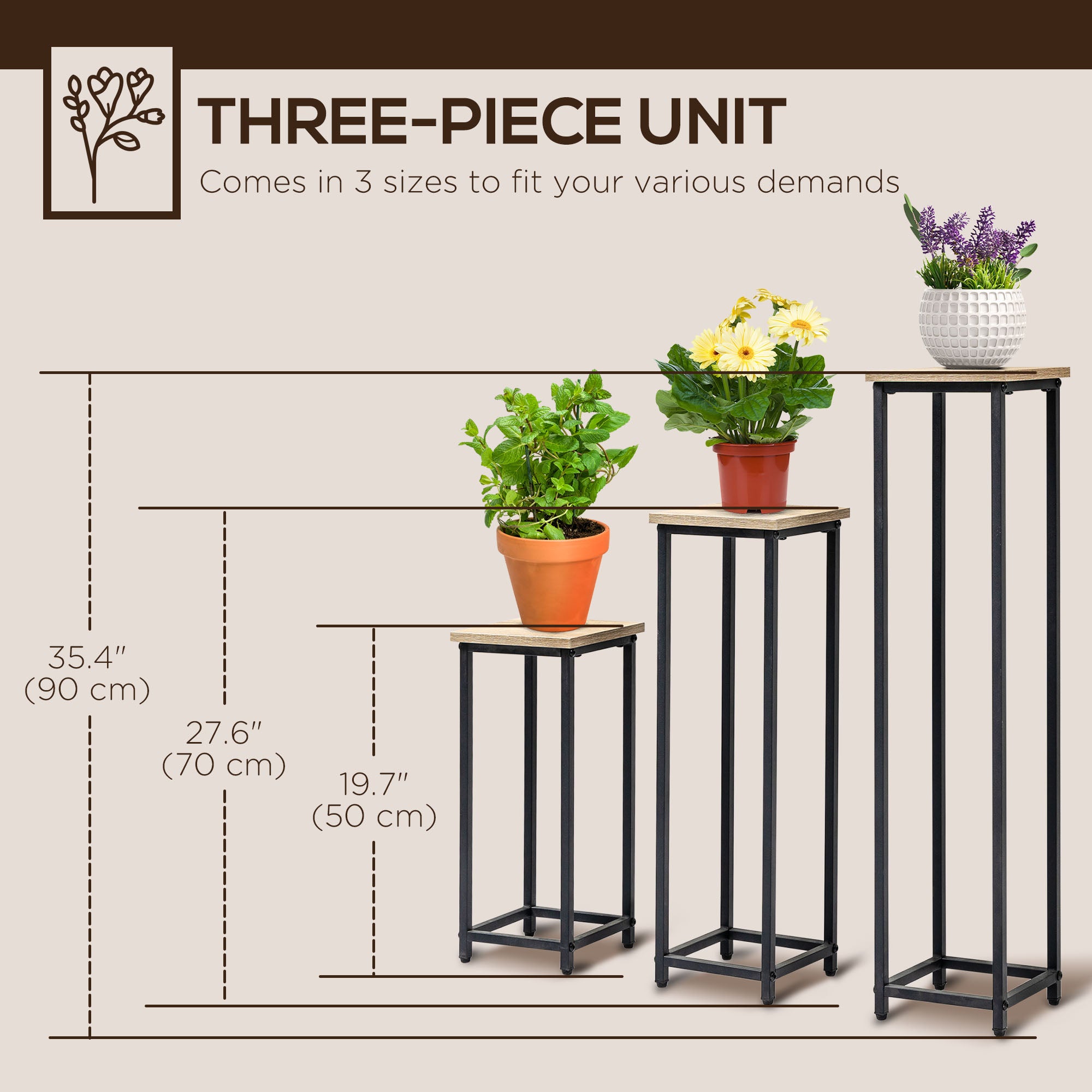 3 Packs Plant Stand Indoor, Metal Plant Stand Outdoor Plant Rack, Decorative Flower Display Holder for Patio Garden