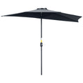 9ft Half Round Patio Umbrella, Outdoor Market Patio Table Umbrella Parasol with Crank Mechanism, 5 Ribs, Grey