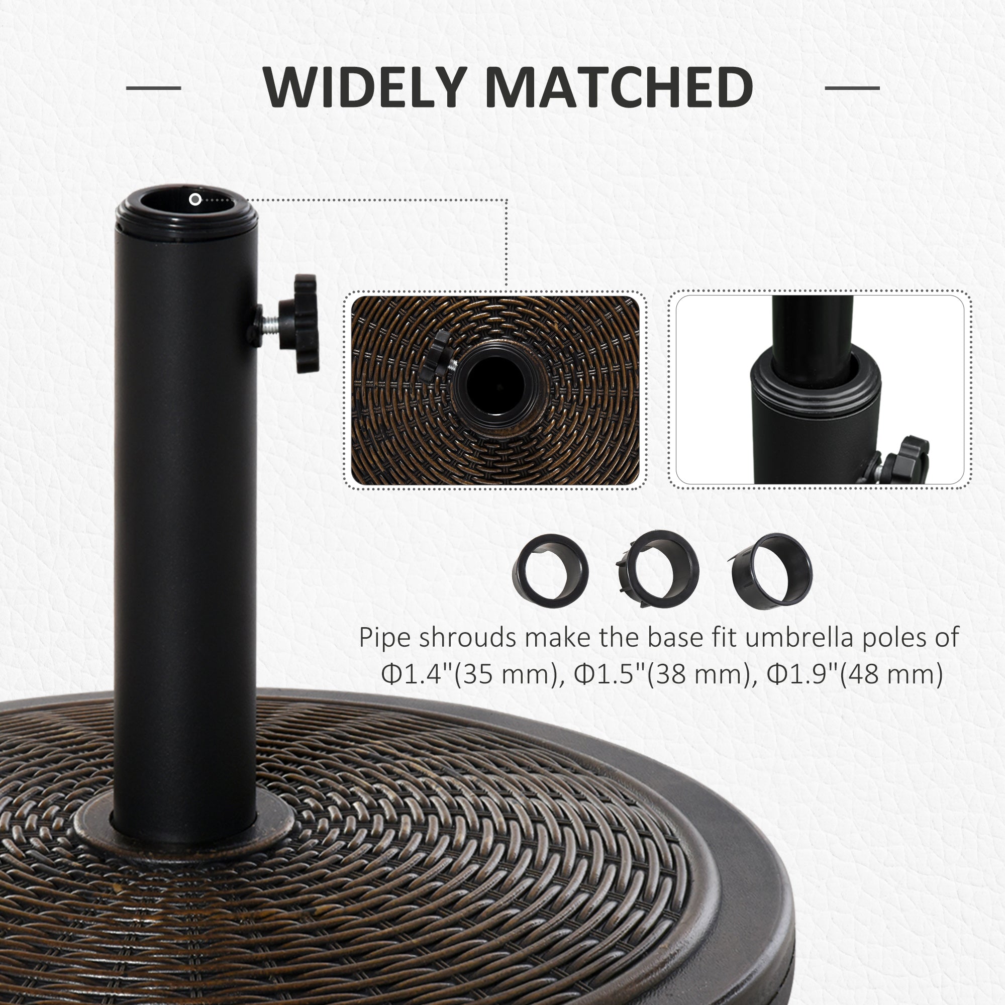 29LBS Offset Patio Umbrella Cement Base Stand Cantilever Parasol Holder Weight, Fits Î¦1.4", Î¦1.5", Î¦1.9", Black