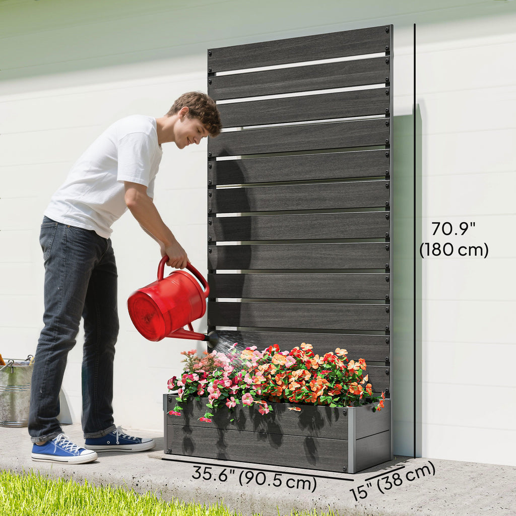 Trellis Planter for Climbing Plants, Raised Garden Bed with Trellis, Planter Box for Outdoor Garden, Black