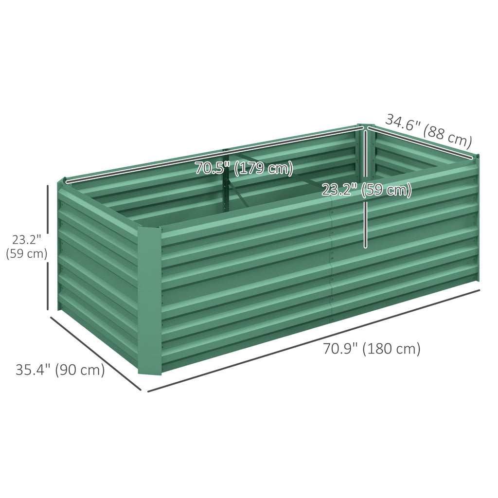 Galvanized Raised Garden Bed, Steel Outdoor Planters with Reinforced Rods, 71" x 35" x 23", Light Green