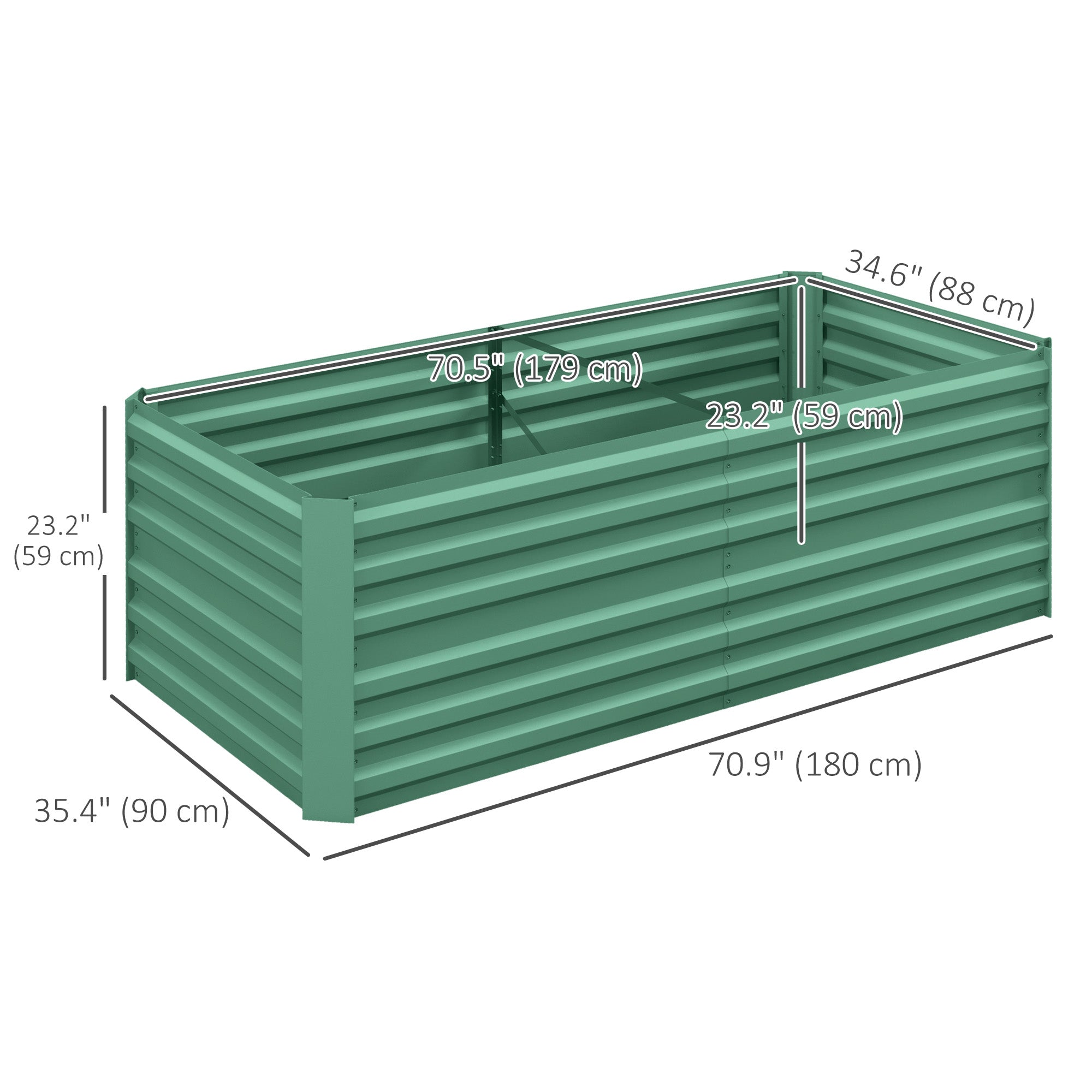Galvanized Raised Garden Bed, Steel Outdoor Planters with Reinforced Rods, 71" x 35" x 23", Light Green