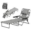 Folding Lounge Chair w/ Reclining Back, Mixed Grey