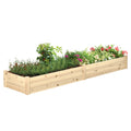 96" x 24" x 10" Wooden Raised Garden Bed with 2 Planter Box and Non-woven Fabric Liner for Backyard, Patio to Grow Vegetables, Herbs, and Flowers, Natural