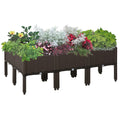 6-piece Raised Garden Bed PP Raised Flower Bed Plant Stand Stackable Vegetable Herb Grow Box