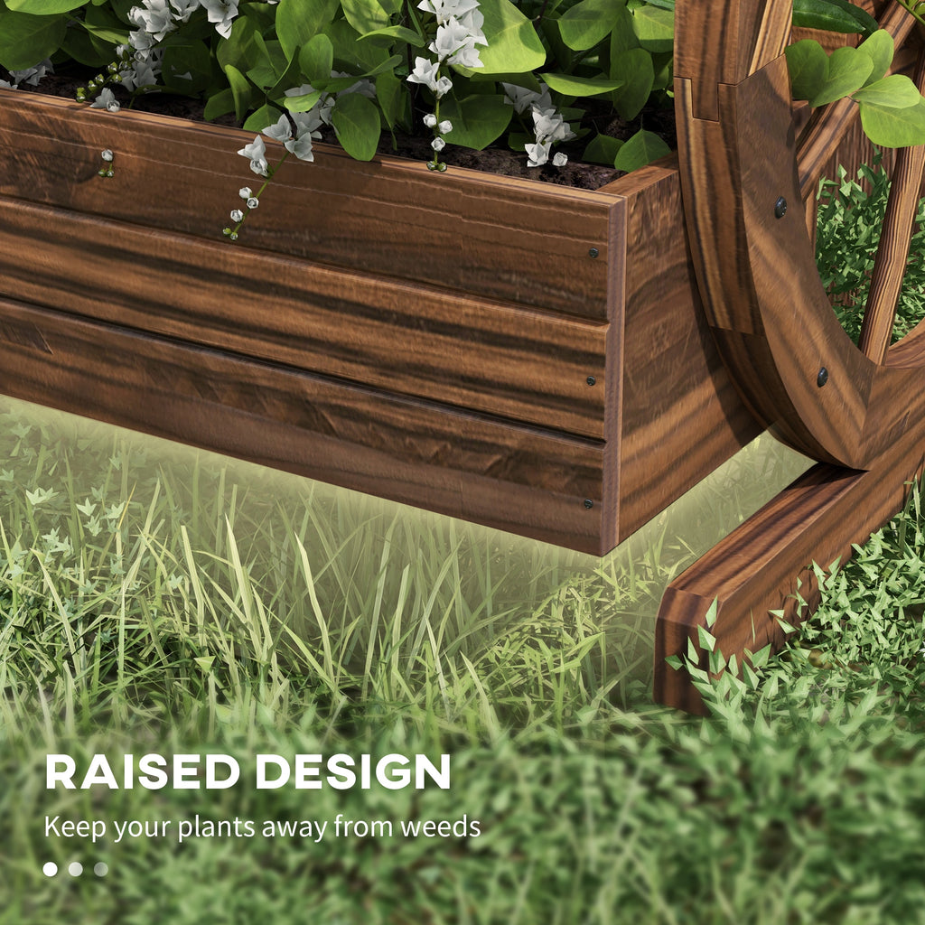 2-Tier Raised Garden Bed, Wooden Wagon Planter Boxes with Drainage Holes, for Vegetables Flowers Herbs, Carbonized