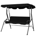 Outdoor Porch Swing with Adjustable Canopy, 3-Seater Patio Swing Chair with Cushion, Black