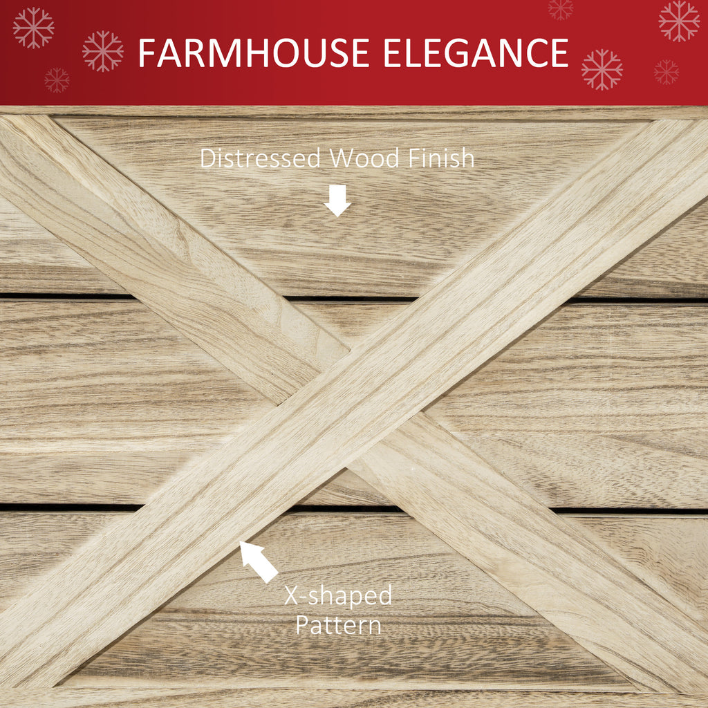 28" Farmhouse Christmas Tree Base Cover Wooden Christmas Tree Collar Box Home Decoration Light Distressed Wood Finish