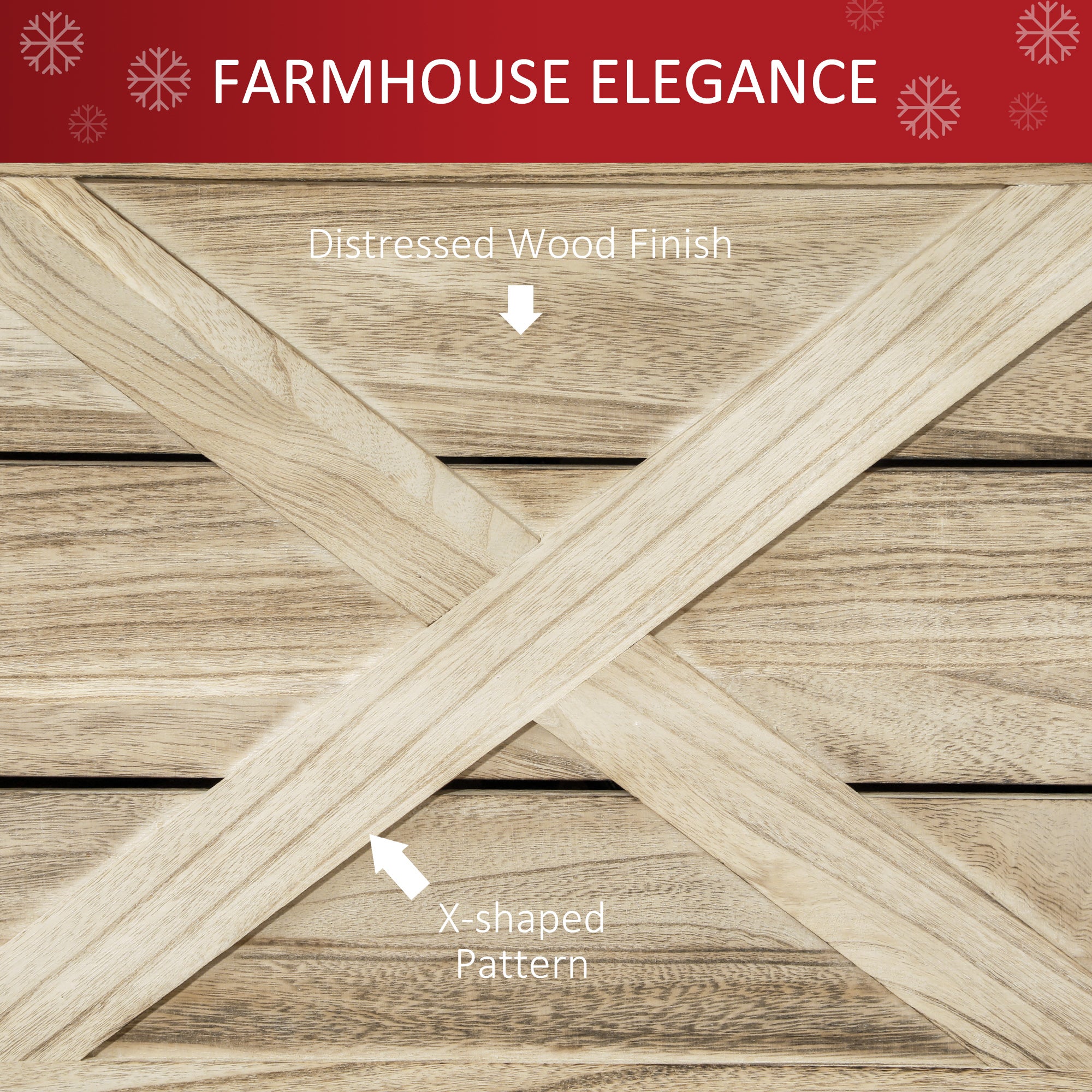 28" Farmhouse Christmas Tree Base Cover Wooden Christmas Tree Collar Box Home Decoration Light Distressed Wood Finish