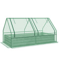 6' x 3' Metal Planter Box with Cover, Raised Garden Bed with Mini Greenhouse for Herbs, Vegetables, Green and Silver