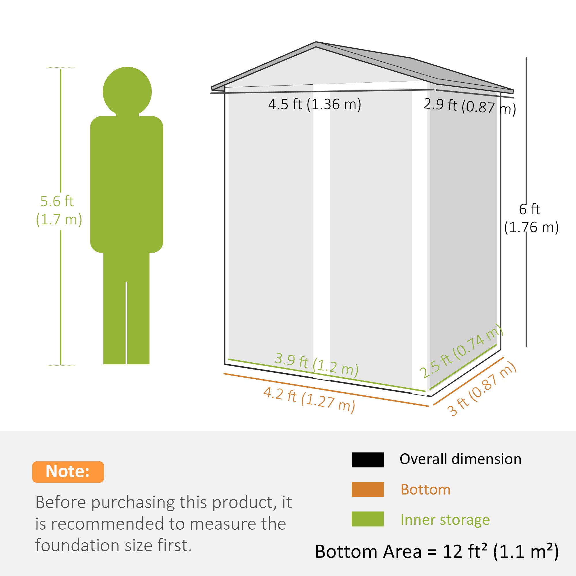 4.5 x 3ft Outdoor Storage Shed, Waterproof Metal Garden Shed with Lockable Door for Backyard, Patio, Lawn, Dark Grey