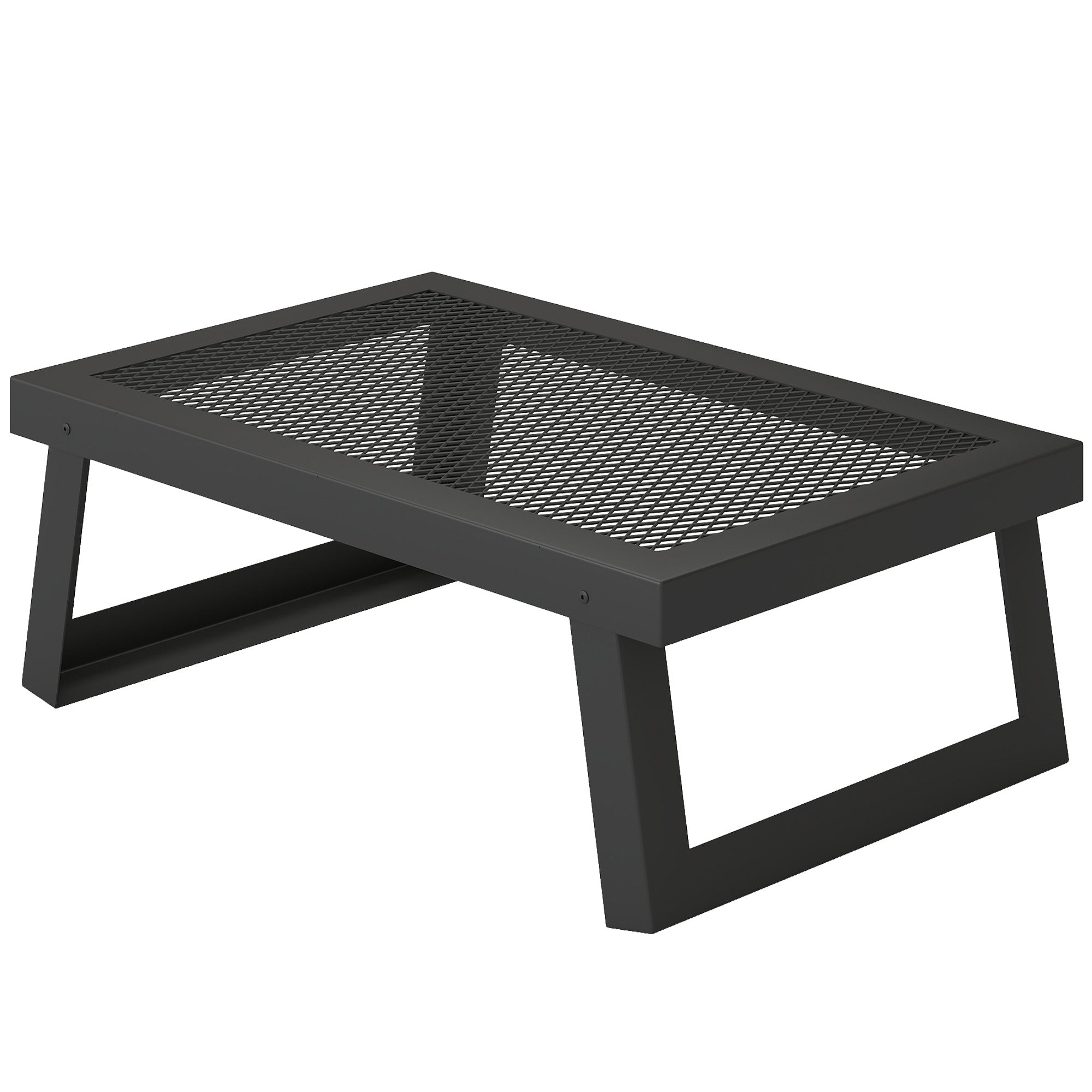 Folding Campfire Grill, 22" x 12" Heavy Duty Carbon Steel Grill Grate with Folding Legs, Black