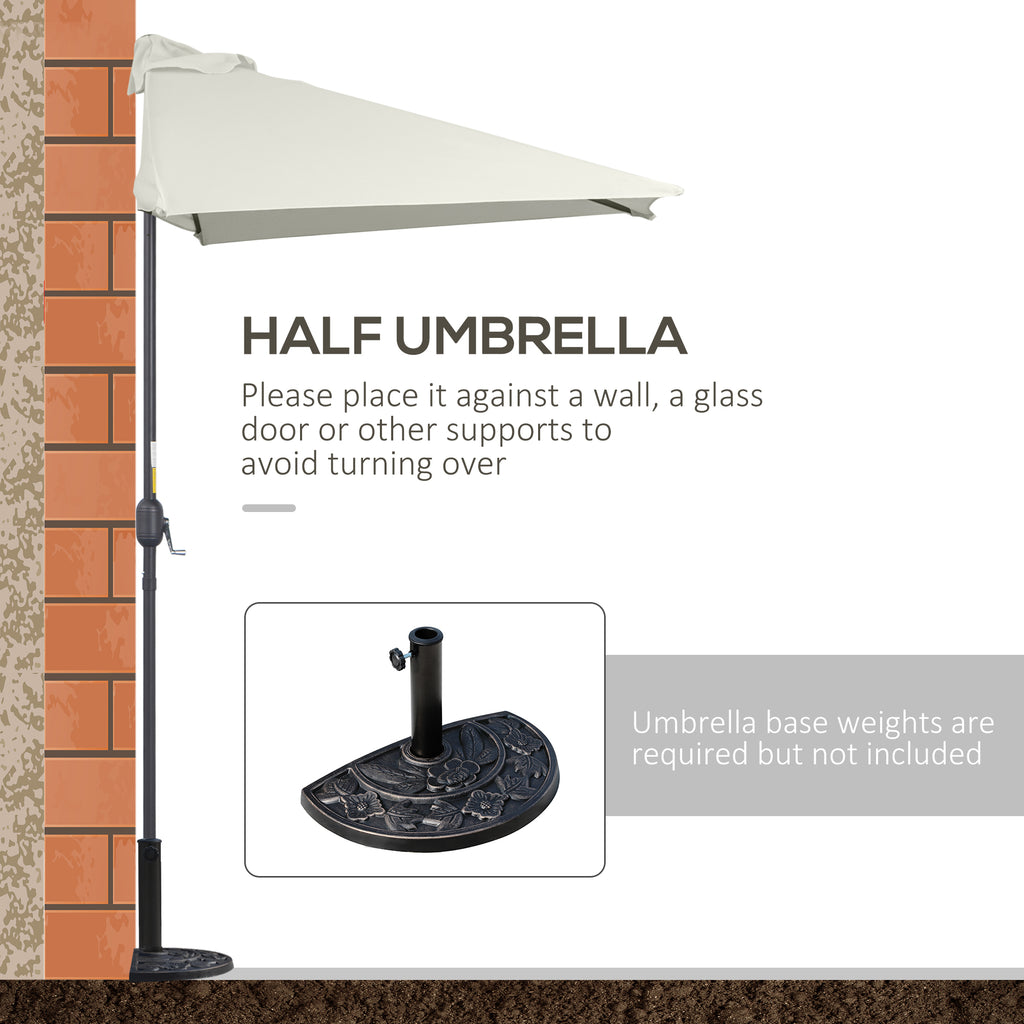 8ft Half Umbrella Outdoor Balcony Parasol Patio Garden Outdoor Window Sun Shade w/ 5 Ribs Beige