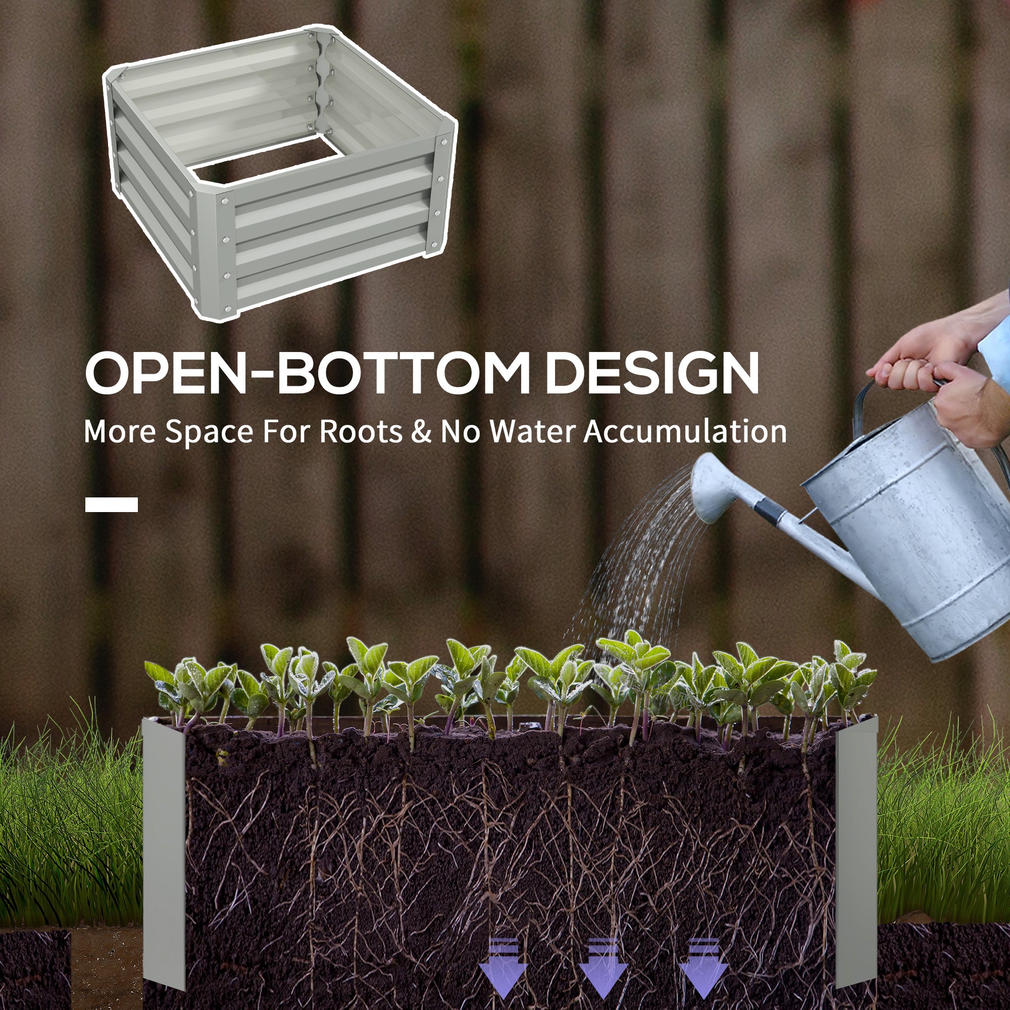 2' x 2' x 1' 2-Pieces Raised Garden Bed with Galvanised Frame
