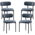 4 Pieces Kitchen Chairs, Modern Dining Chairs w/ Berber Fleece Upholstery and Steel Legs for Living Room, Grey
