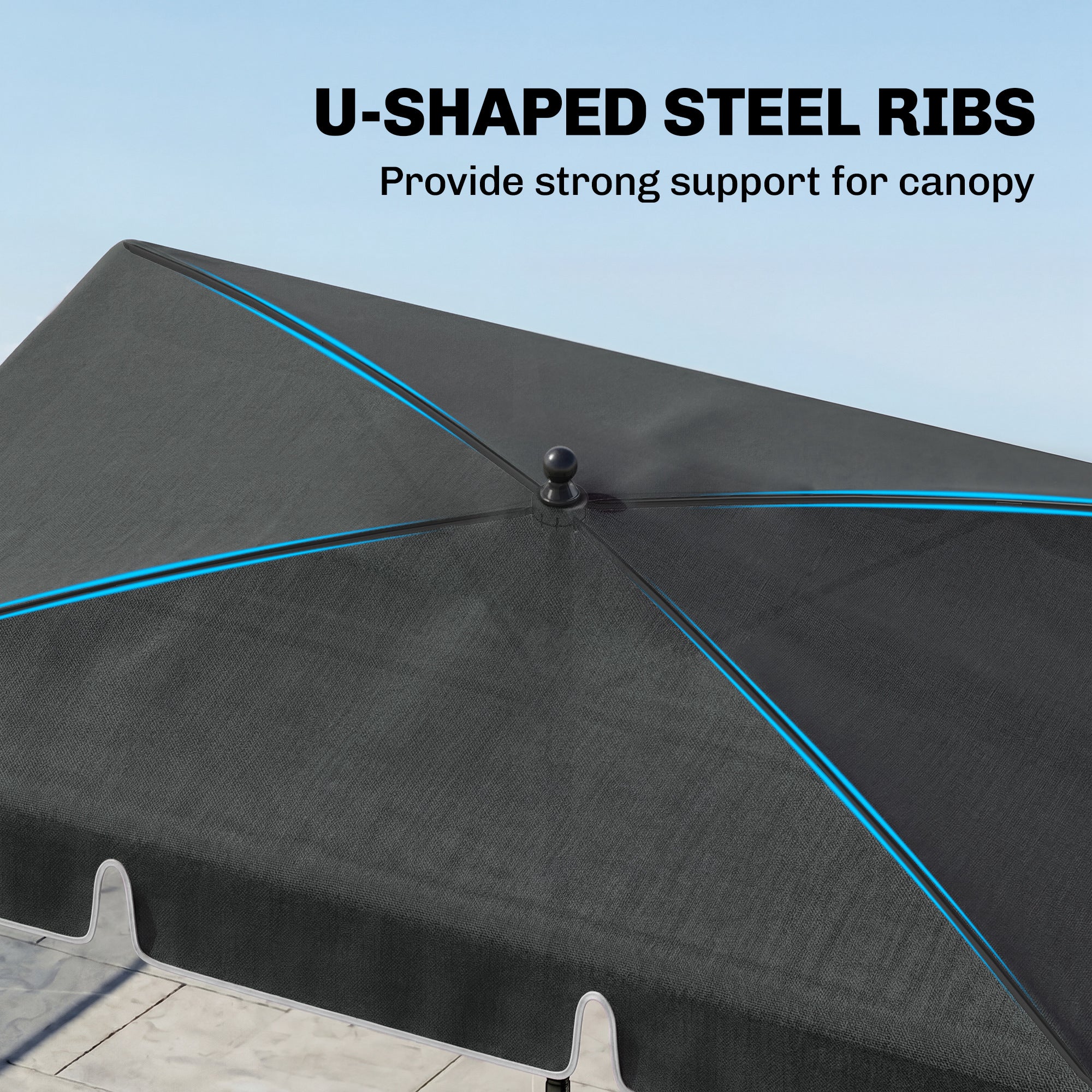 6.5x4ft Rectangle Patio Umbrella Aluminum Tilt Adjustable Garden Parasol Sun Shade Outdoor Canopy Grey