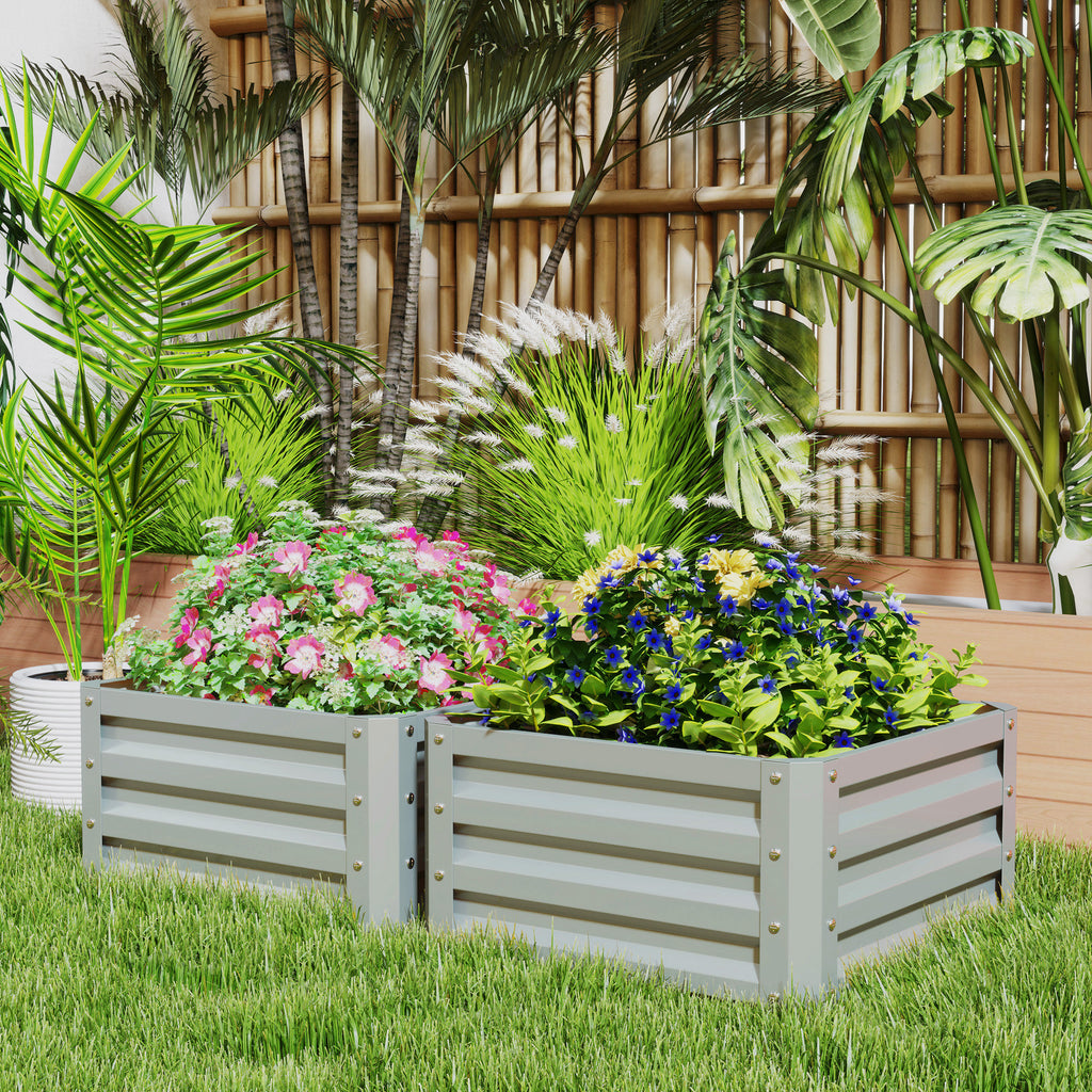 2' x 2' x 1' 2-Pieces Raised Garden Bed with Galvanised Frame