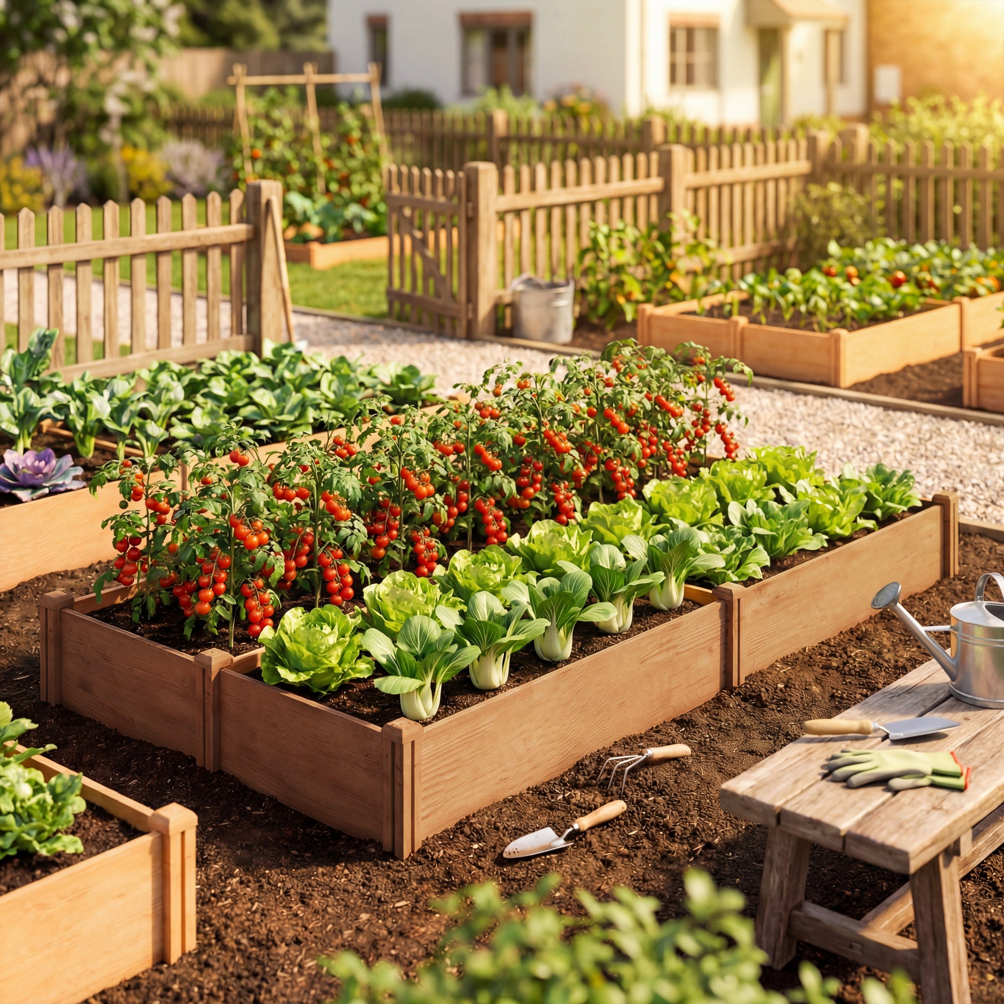 Wooden Raised Garden Bed, 8 x 4 x 1ft Elevated Garden Box with Dividers and Open Bottom, Outdoor Raised Planter Box