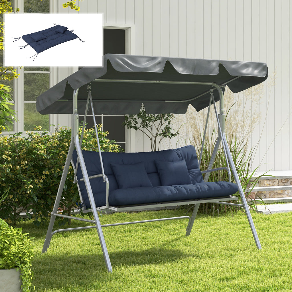 4-Piece Back and Seat Cushion Pillows Replacement and Pillows, Patio Chair Cushions Set with Ties, Navy Blue