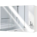 35" x 24" Wall Mounted Mirror Cabinet, Bathroom Medicine Cabinet with Mirror, 3 Doors and Adjustable Shelves, White