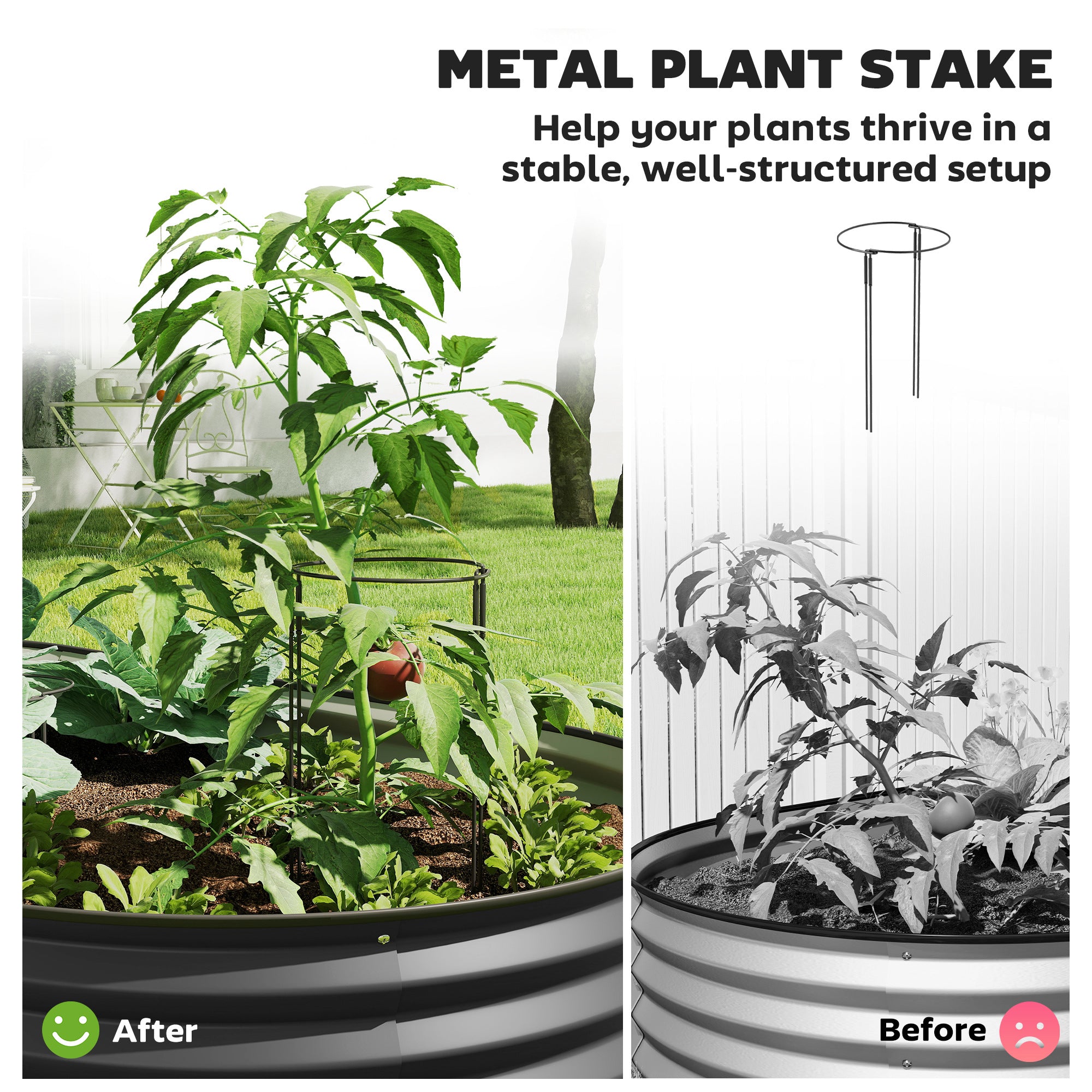 6' x 3' x 1' Large Outdoor Planter Box, Galvanized Raised Garden Bed with Metal Plant Stake, Dark Grey