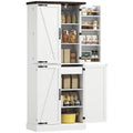 72" Tall Kitchen Pantry Cabinet, Farmhouse Storage Cabinet with 8 Door Racks and Adjustable Shelves, White