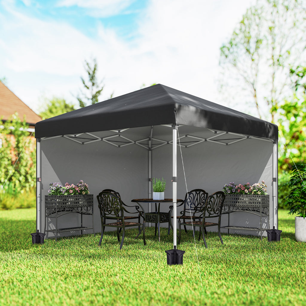 10' x 10' Pop Up Canopy with Sidewalls, Roller Bag, Height Adjustable Instant Tent for Outdoor, Garden, Patio, Black