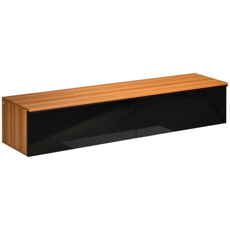 Floating TV Stand for TVs Up to 70 Inches, Black High Gloss Wall Mounted Media Console