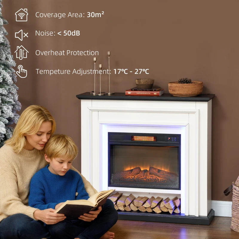 Modern 41 inch electric fireplace heater for living room with mantel