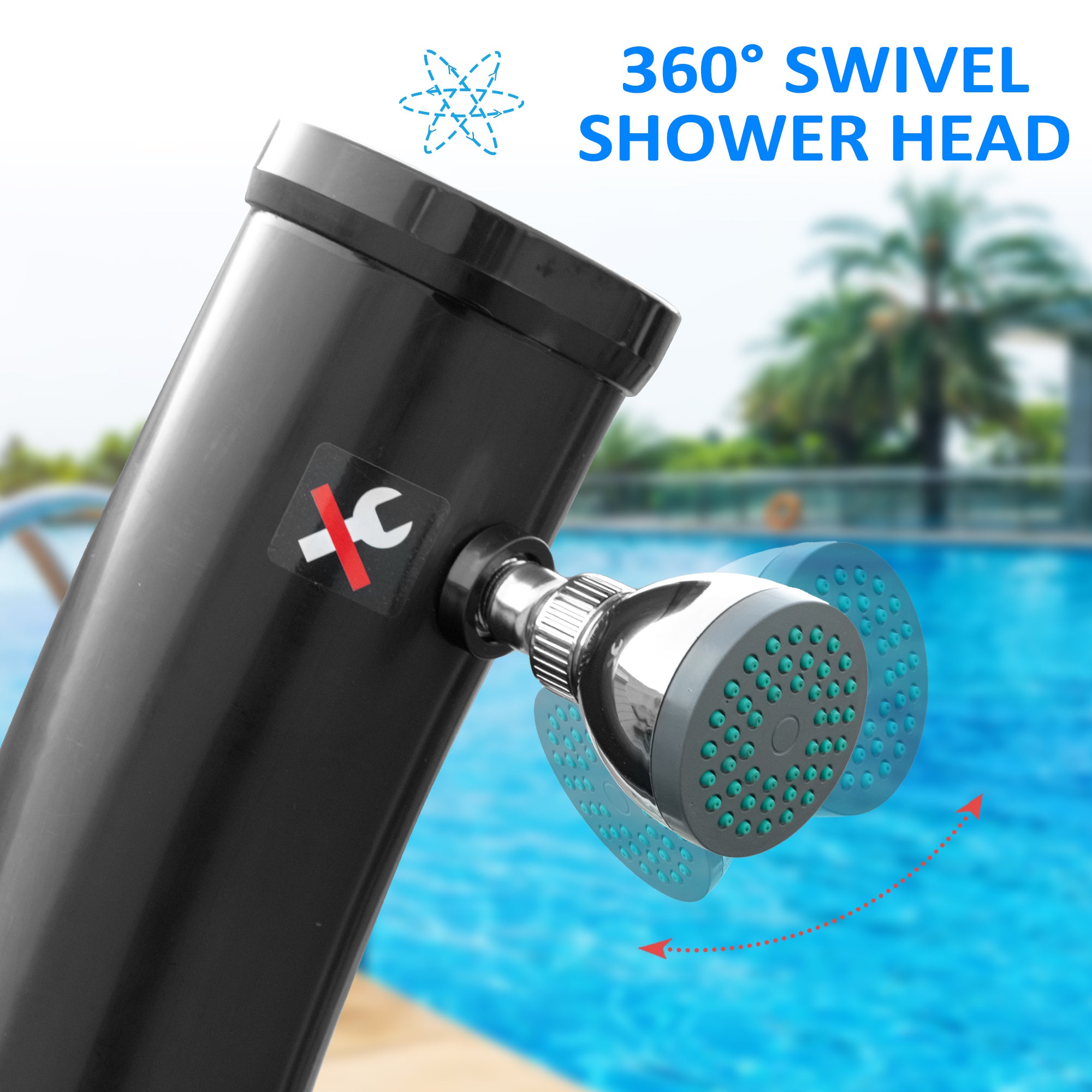 Solar Outdoor Shower, 5.3-Gallon Garden Shower with Adjustable Water Temperature up to 140Â°F, Black