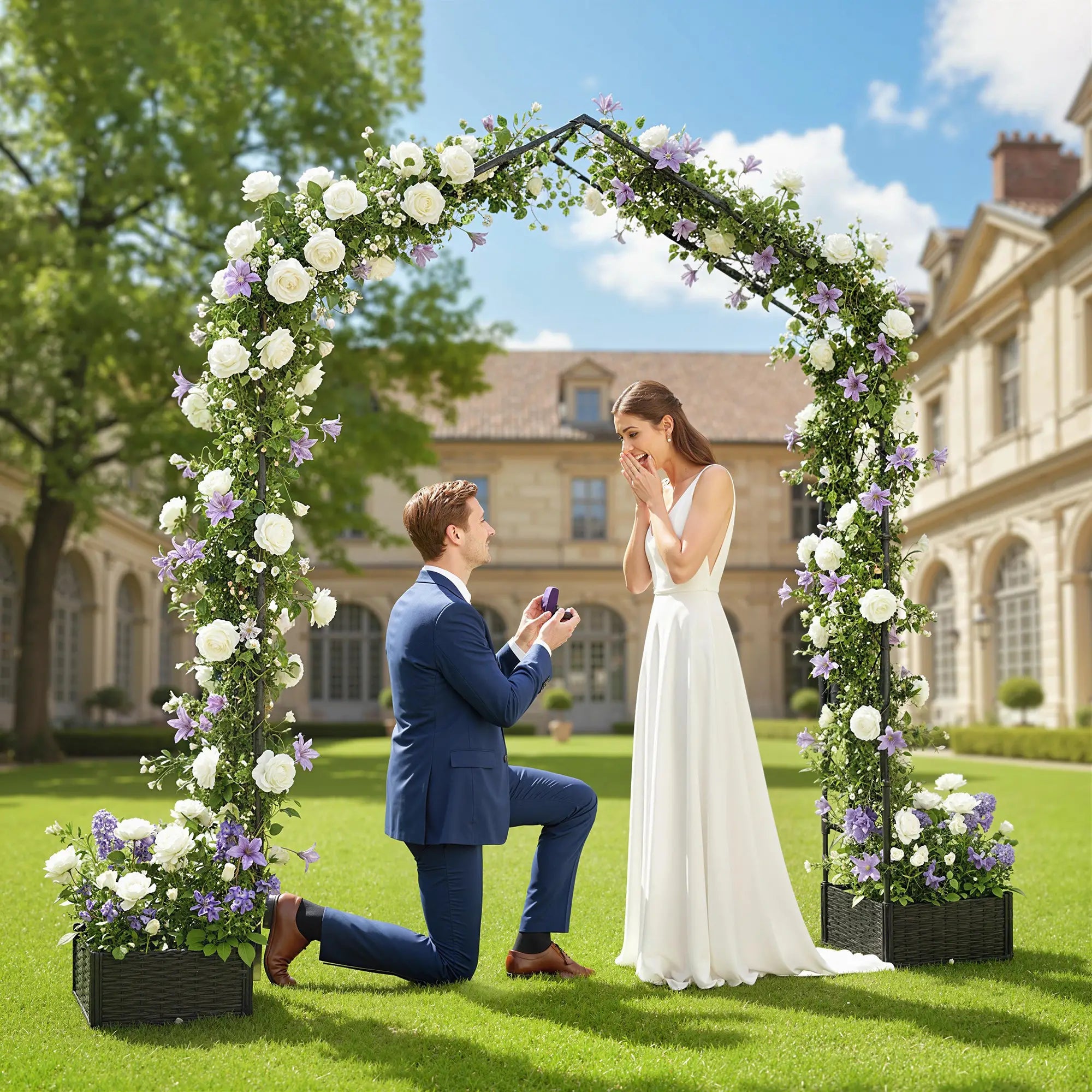 Outsunny outdoor arbor arch with built-in planter boxes for garden décor