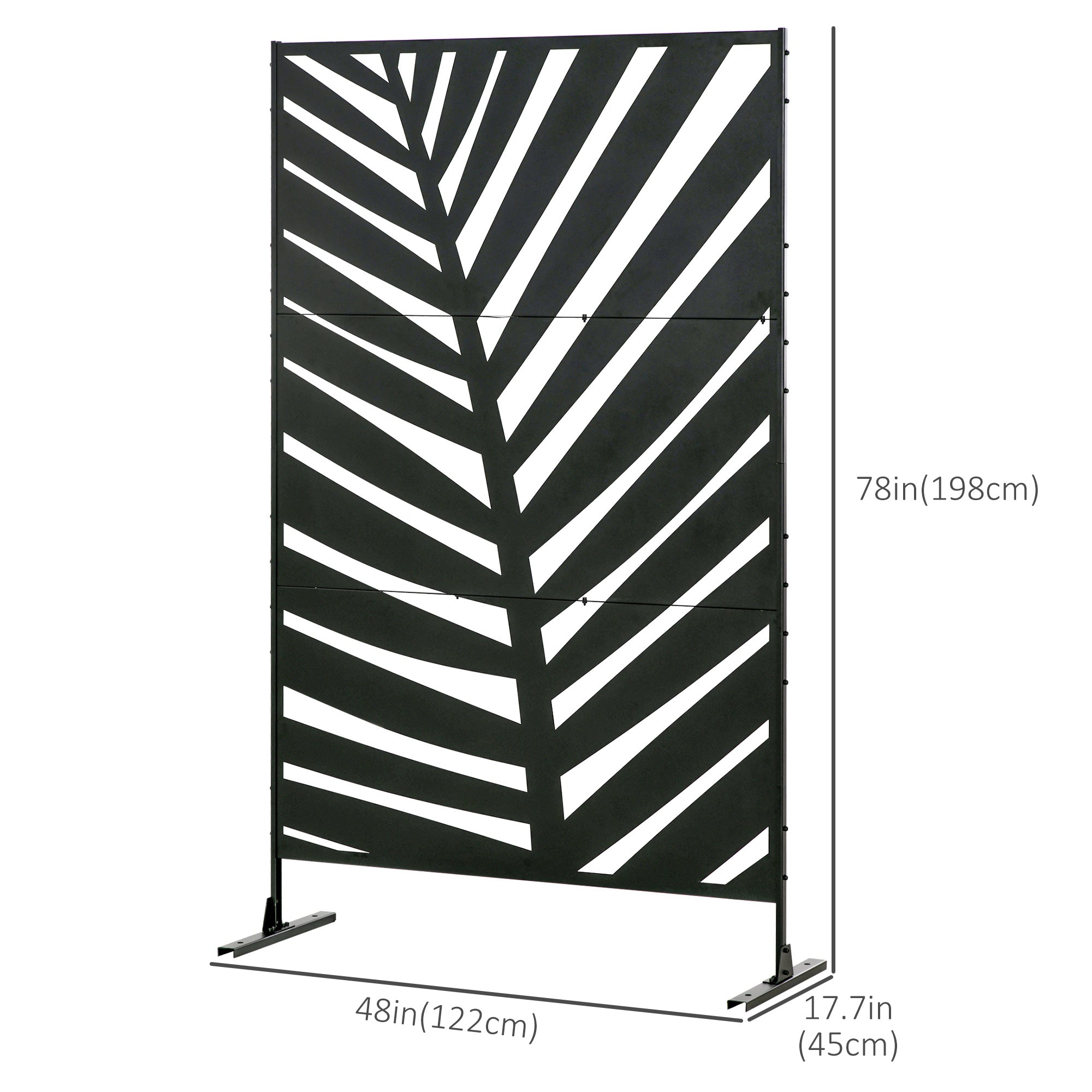 Metal Outdoor Privacy Screen, 48" x 78" H Decorative Outdoor Divider with Stand and Expansion Screws, Freestanding Privacy Panel for Garden Backyard Deck Pool, Banana Leaf