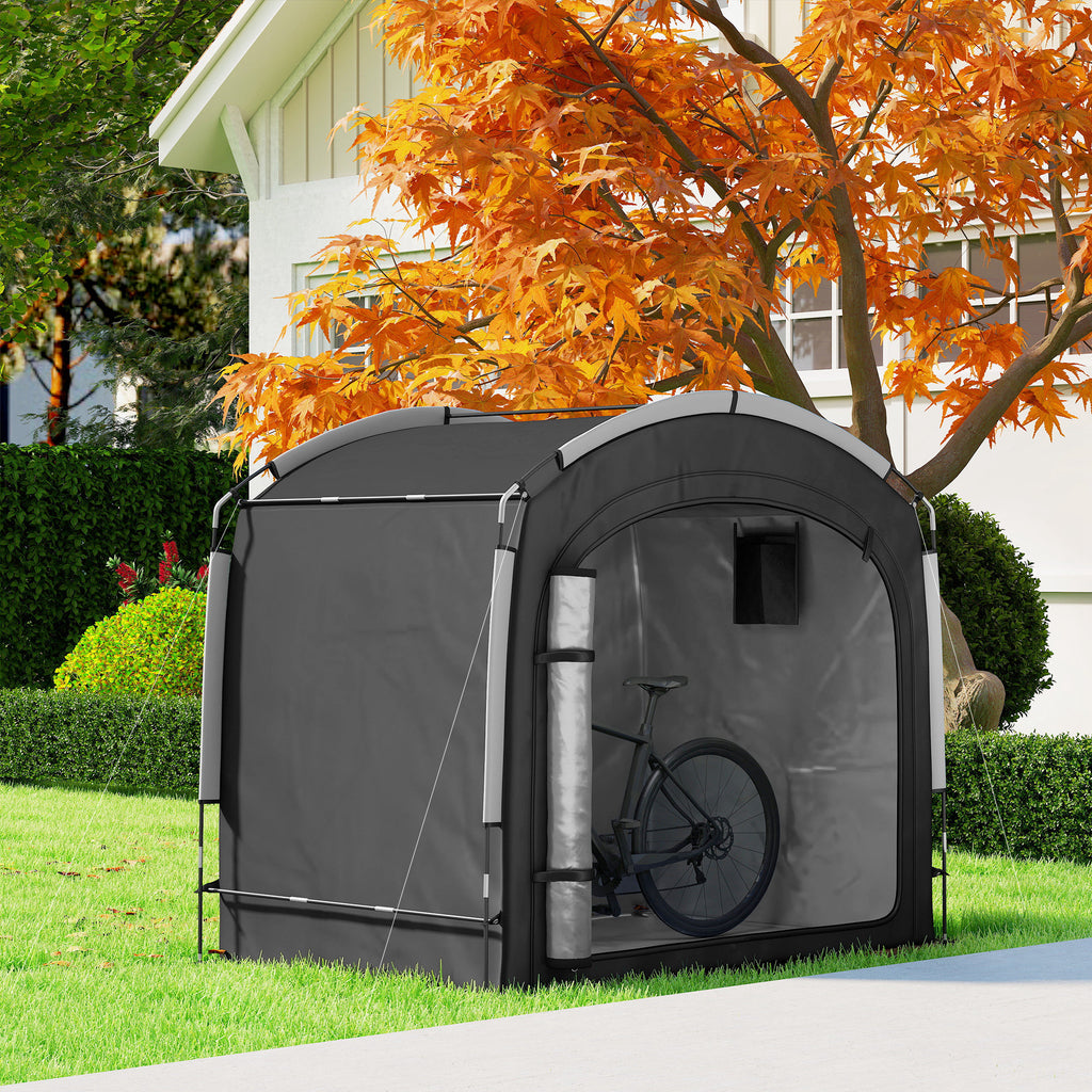 Bike Storage Shed Tent, Portable and Waterproof with 210D Oxford Fabric and Carry Bag for 3-4 Bicycles, Black