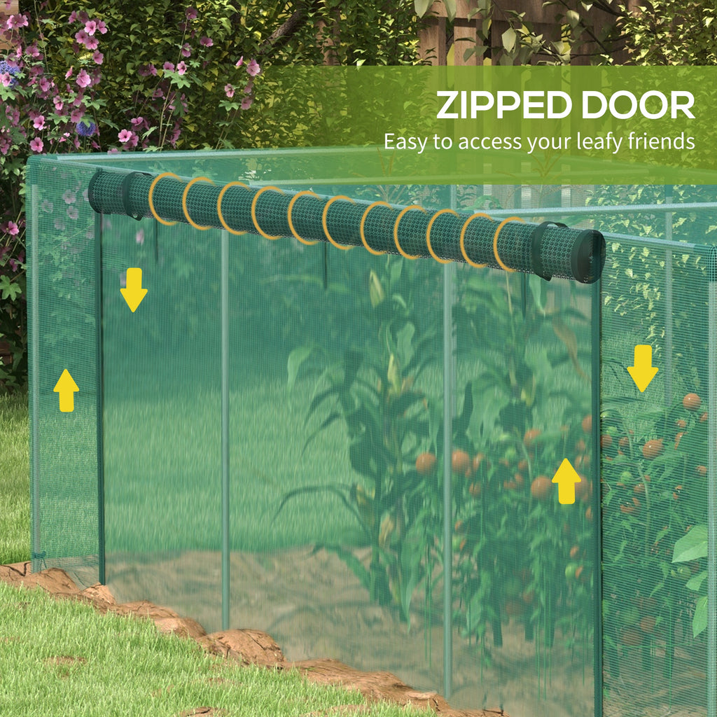 Galvanized Steel Crop Cage, Plant Protection Tent with Zippered Door, 12' x 4', Green