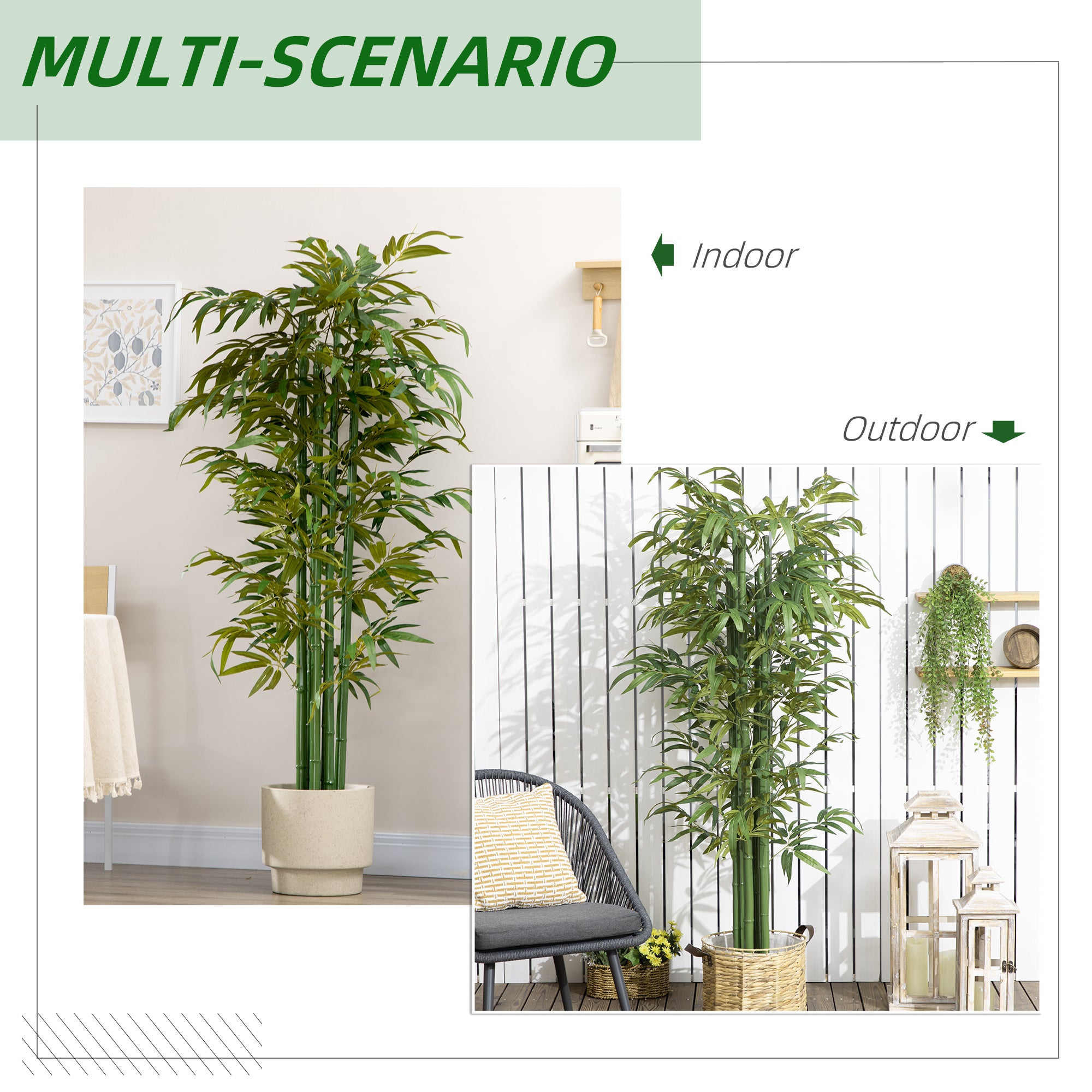 Set of 2 6 FT Artificial Tree Bamboo Tree Fake Plants in Pot for Home Office Living Room Decor, Green